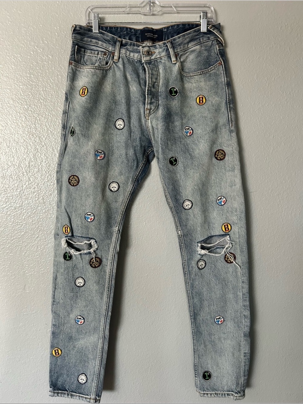 🔥 RARE Scotch & Soda Amsterdams Blauw Patched Jeans Fits 34 🔥